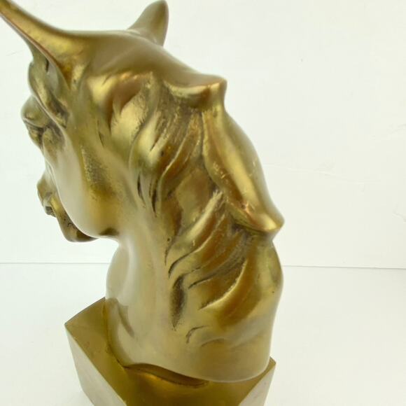 Vintage Brass Horse Head Statue Sculpture Bookend 8" Tall - Picture 7 of 10